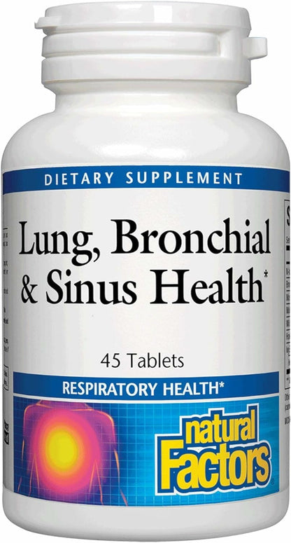 Lung, Bronchial & Sinus Health by Natural Factors – Natural Respiratory Support, Easy Breathing (45 Tablets, 45 Servings)