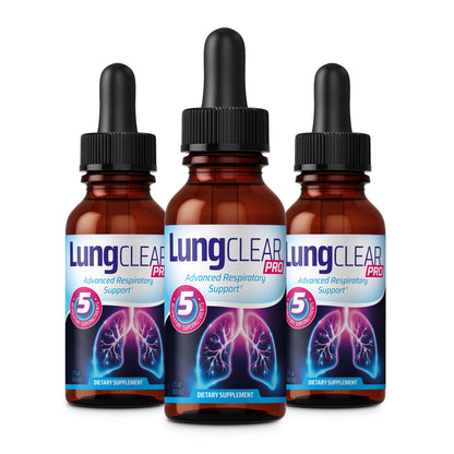 Lung Clear Pro: Lung Support Drops with Wild Mullein Leaf Extract – 2 Fl Oz (3 Bottles)