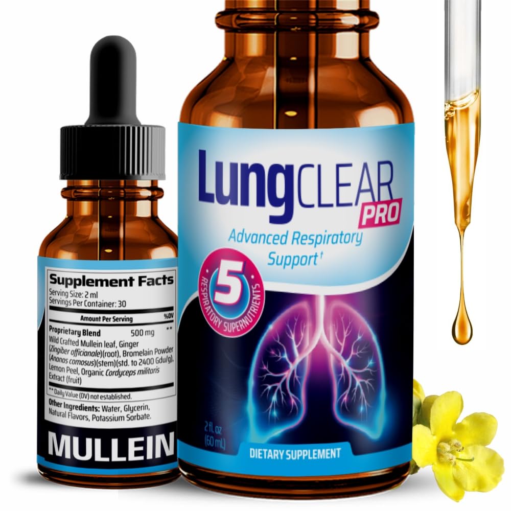 Lung Clear Pro – Lung Support Drops with Wild Mullein Leaf Extract (2 Fl Oz)