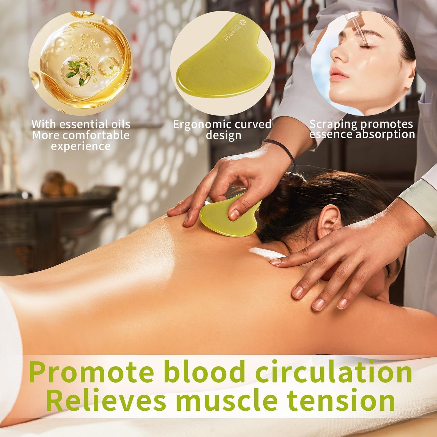 Lusomch 3-Piece Jade Gua Sha Set – Facial Lymphatic Drainage