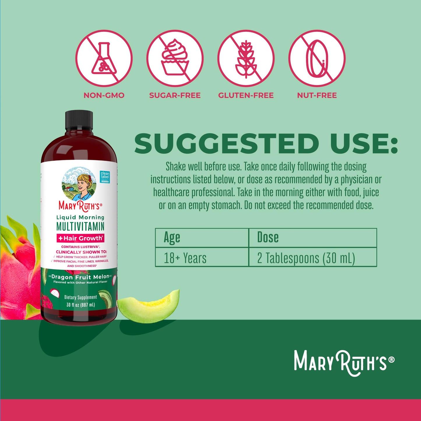 MaryRuth Organics Liquid Multivitamin + Lustriva Hair Growth for Women | Thicker Hair