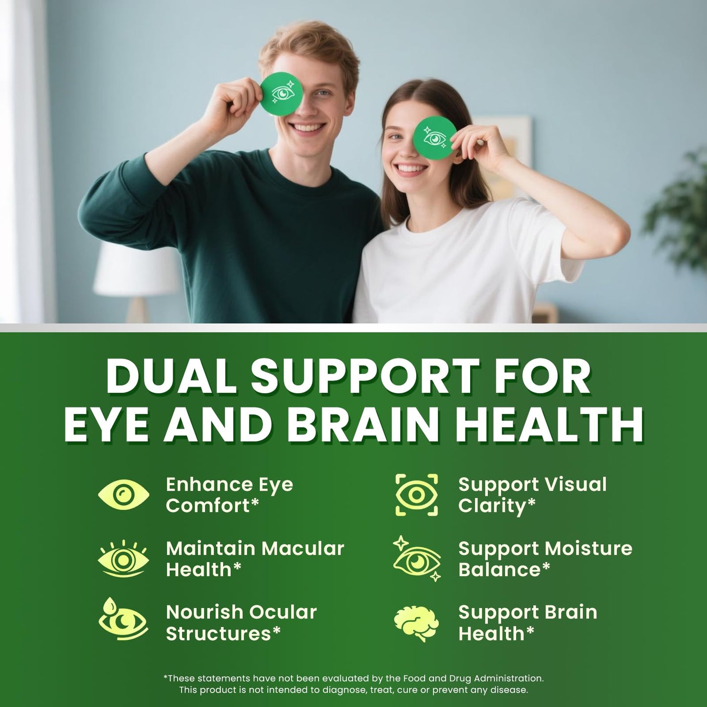 Lutein & Zeaxanthin AREDS 2 Eye Vitamins - Bilberry, Astaxanthin & Ginkgo - 60 Capsules