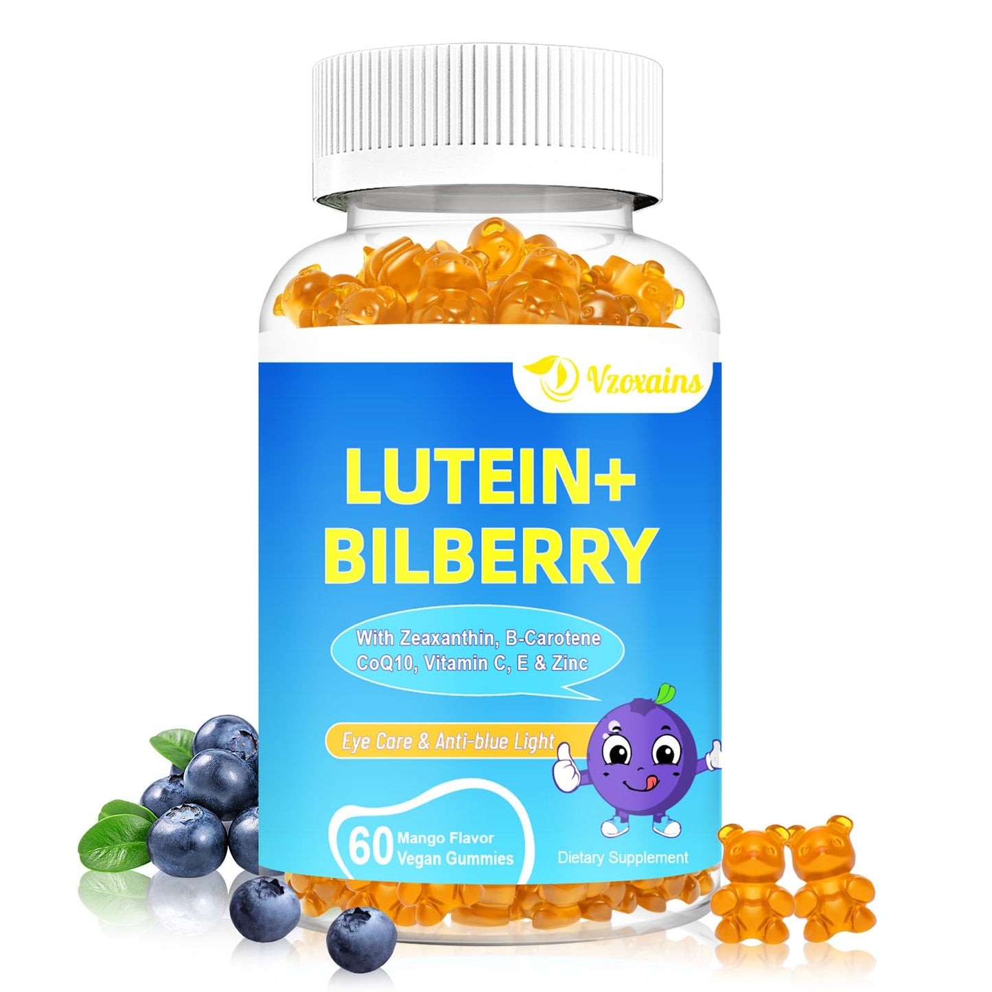 20mg Lutein & Zeaxanthin Gummies – Sugar Free Eye Health Supplement for Adults & Kids
