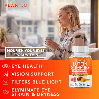 Lutein & Zeaxanthin Gummies – 20mg Lutein + 4mg Zeaxanthin | Vegan Eye Health Vitamins for Vision Clarity, Dry Eye Relief & Blue Light Support