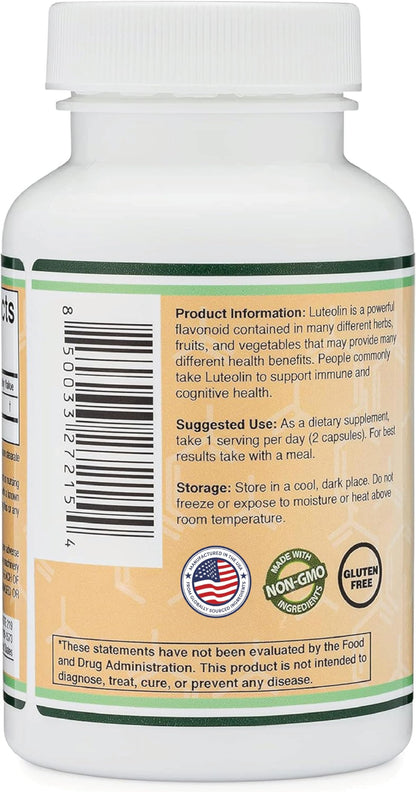 Double Wood Supplements Luteolin 100mg – 120 Capsules Gluten Free (Pack of 2)