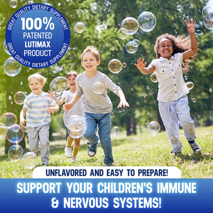 Lutimax Pediatric Powder Brain Supplement with Luteolin & Rutin - Kids Memory, Focus, Muscle & Immune Support Brain Supplements - Nootropic Antioxidants - 100 Servings