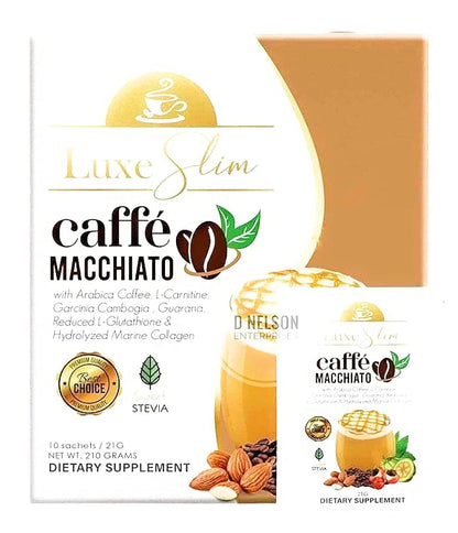 Luxe Slim Cafe Macchiato with Hydrolyzed Collagen & Glutathione – 21g x 10 Sachets (0.74 oz) | Keto Friendly, 20 kcal