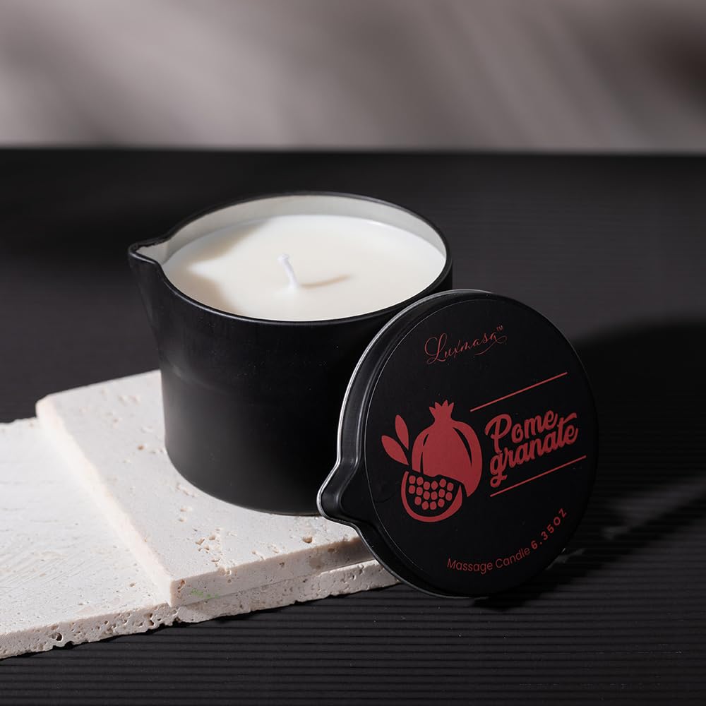 LUXMASA Soybean Massage Candle for Couples - Pomegranate, 6.35 oz