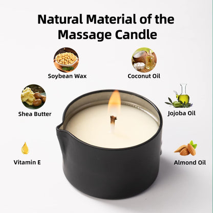 LUXMASA Soybean Wax Warming Massage Oil Candle – Stress Relief, Skin Moisturizing, Romantic Gift