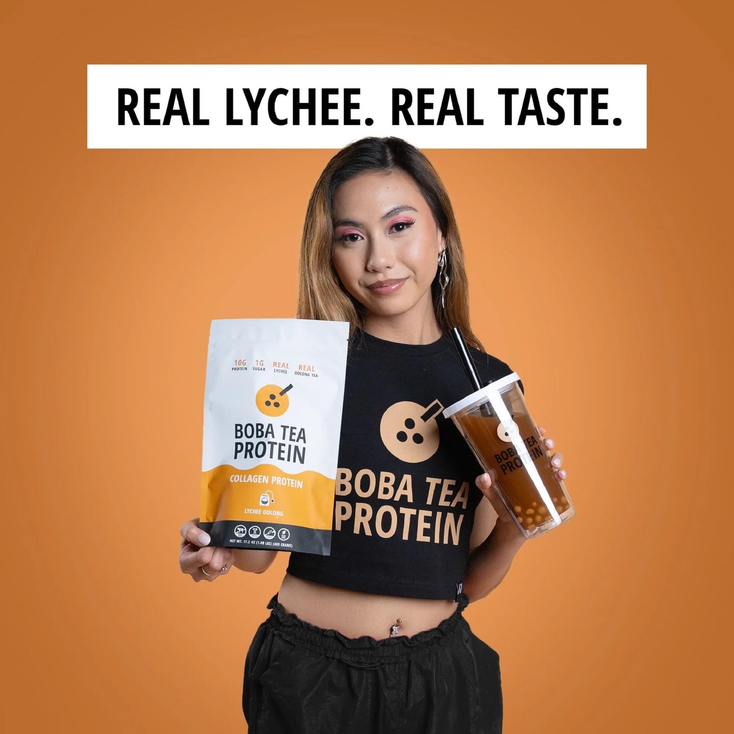 Boba Tea Protein Lychee Oolong Collagen | 30 Servings | Grass-Fed Hydrolyzed Bovine Collagen Powder