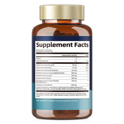 Lymphatic Drainage Supplements - Reduce Lymph Swelling with Echinacea, Dandelion, Burdock, Bromelain, Vitamin C, Zinc, Selenium, Proprietary Herbal Blend, Lymph MD System Support, 180 Counts