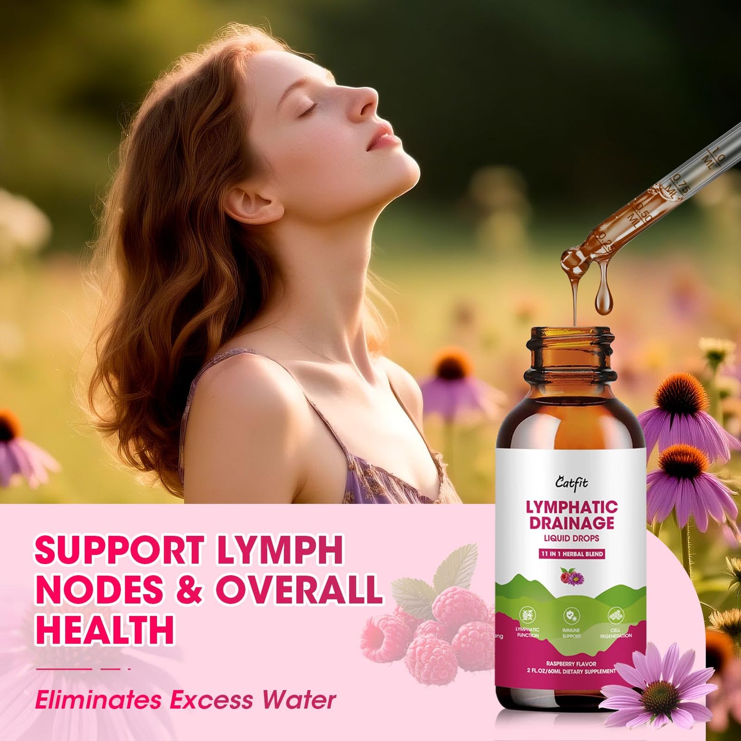 Catfit Lymphatic Drainage Drops – Immune & Lymphatic Support, Detox & Liver Health (4 Fl Oz)