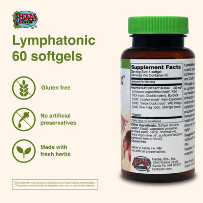Herbs Etc. Lymphatonic Softgels – Lymphatic System Support, Gluten-Free, 60 Softgels (2 Pack)