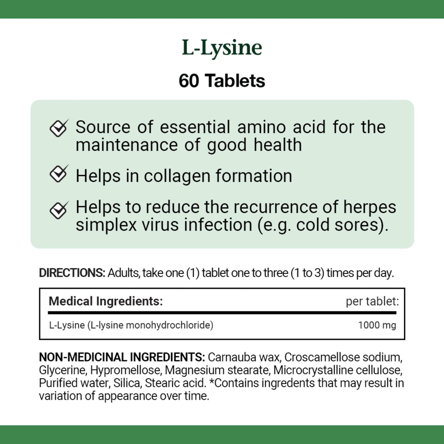 Nature's Bounty L-Lysine 1000 mg - 60 Tablets