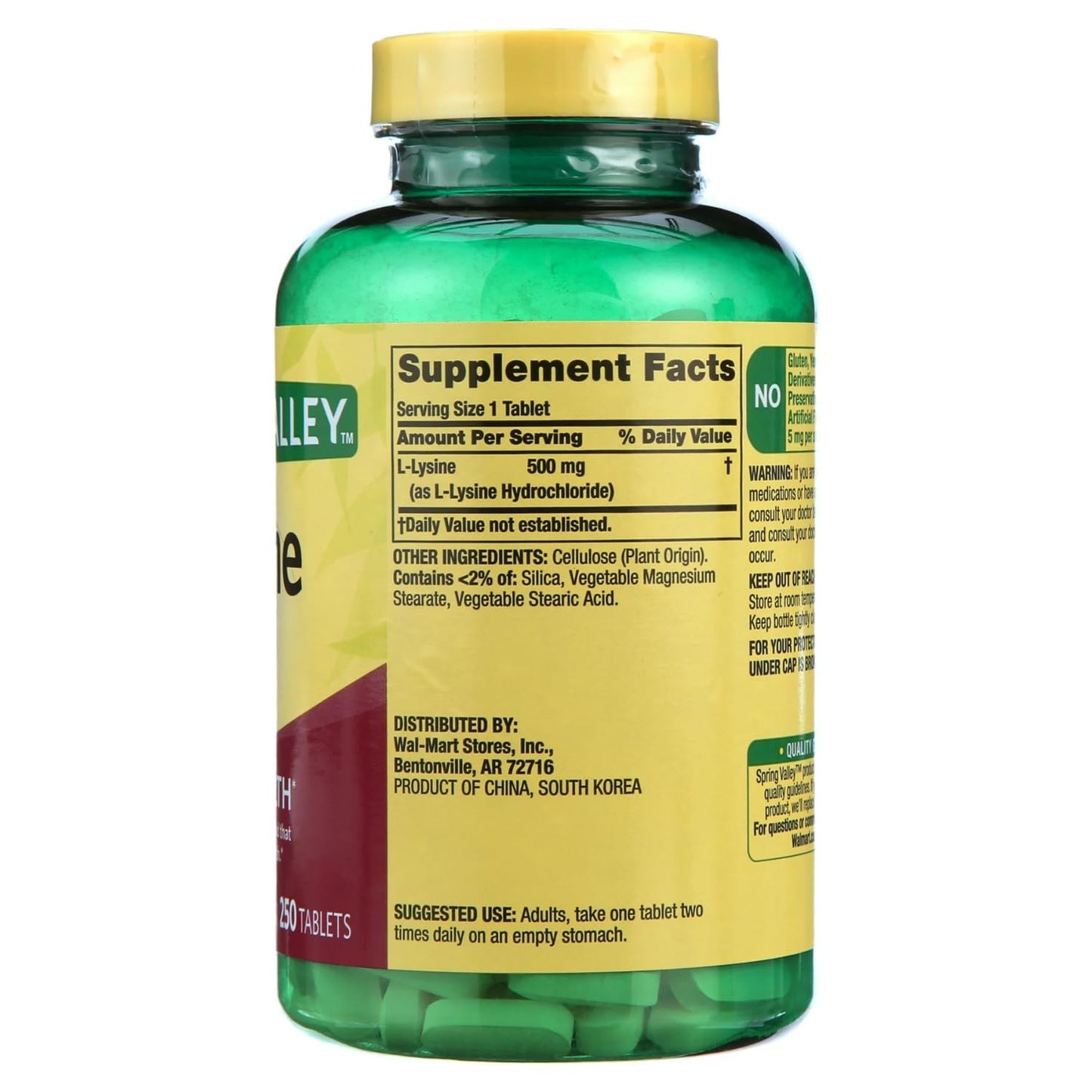 L Lysine 500mg Tablets – Immune Support & Healthy Skin, 250 Count