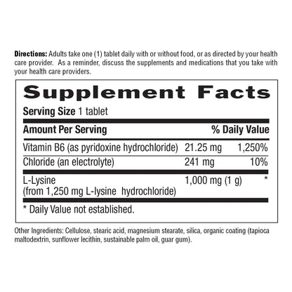 Country Life L-Lysine 1000mg with B-6 – Immune Support, Collagen Renewal, Vegan & Gluten Free (100 Count)