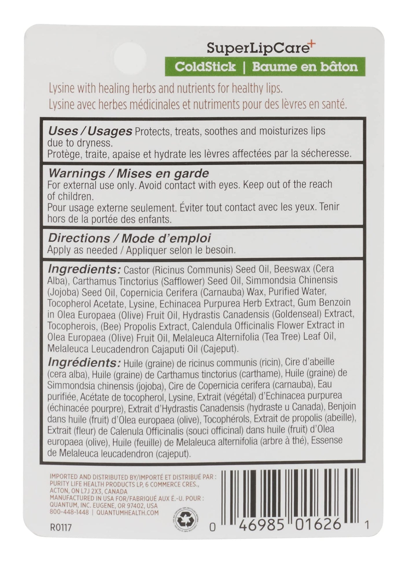 Super Lysine Plus Coldstick SPF21 Quantum 1 Stick - Natural Cold Sore Relief