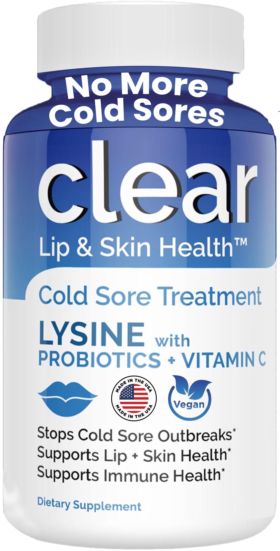 Clear Probiotics Lysine Capsules with Prebiotics & Vitamin C | 1 Month Supply