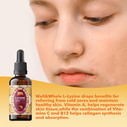 L-Lysine Liquid Drops 1000mg – Immune Support, Skin & Lips Health | Vegan, Non-GMO, 2 Oz