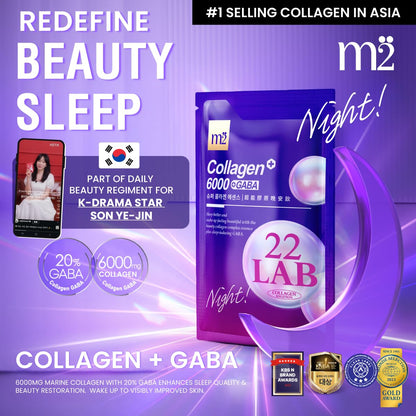 m2 Liquid Collagen – Night Beauty Drink with GABA & Biotin | 68% Collagen Boost in 24H | No Added Sugar (8pk)
