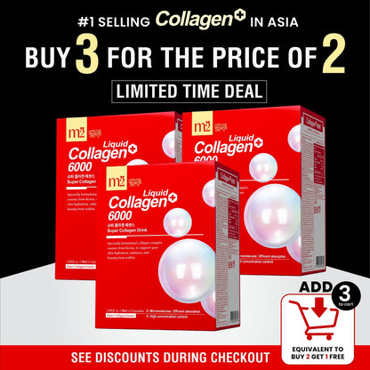 m2 Liquid Collagen Drink – 6000mg Super Concentrate, 68% More Collagen in 24h (8pk)