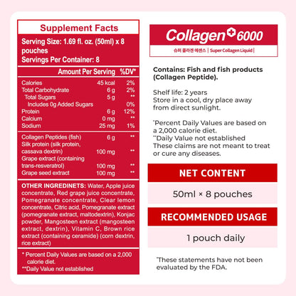 m2 Liquid Collagen Drink – 6000mg Super Concentrate, 68% More Collagen in 24h (8pk)