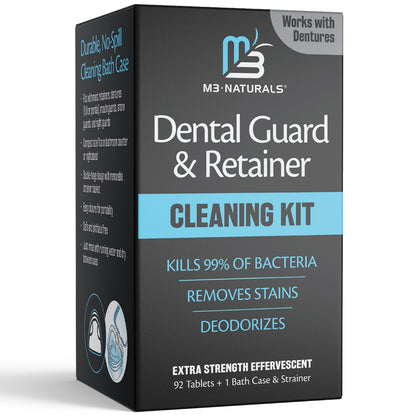 M3 Naturals Retainer Cleaner & Soak Container – Denture Bath Case, 92 Tablets + 1 Bath