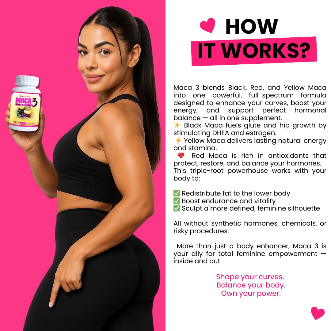 Maca 3 Capsules – Black, Red & Yellow Maca Root Blend – Feminine Balance & Natural Body Support