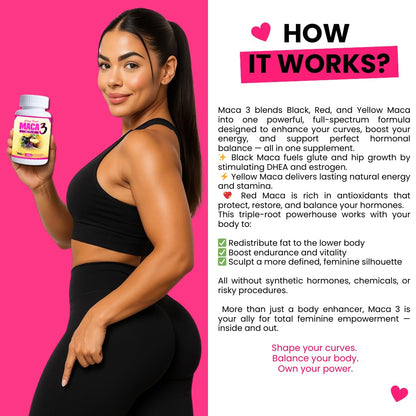Maca 3 Capsules – Black, Red & Yellow Maca Root Blend – Feminine Balance & Natural Body Support