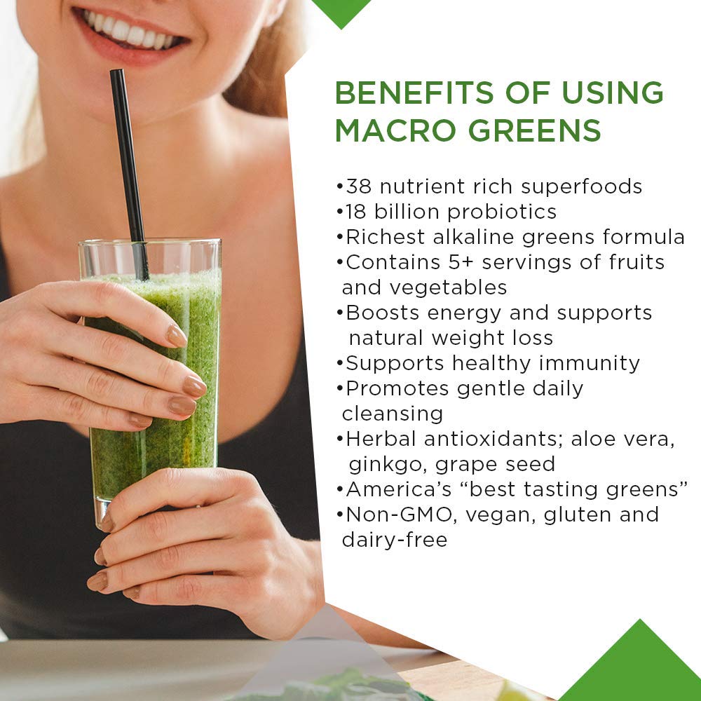 MacroLife Naturals Macro Greens Powder – 38-in-1 Superfood, Probiotics & Digestive Support | 10oz