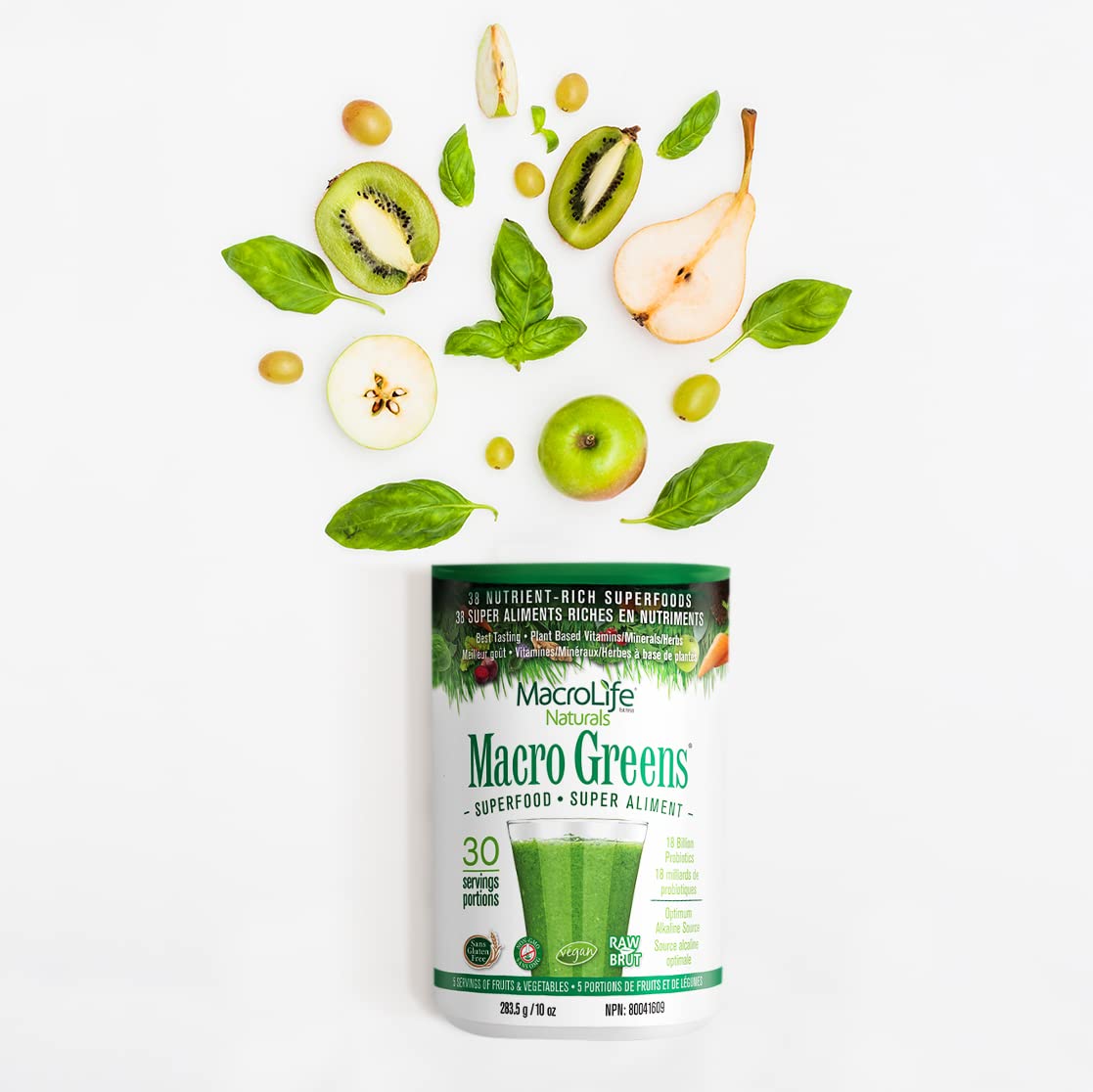 MacroLife Naturals Macro Greens Powder – 38-in-1 Superfood, Probiotics & Digestive Support | 10oz