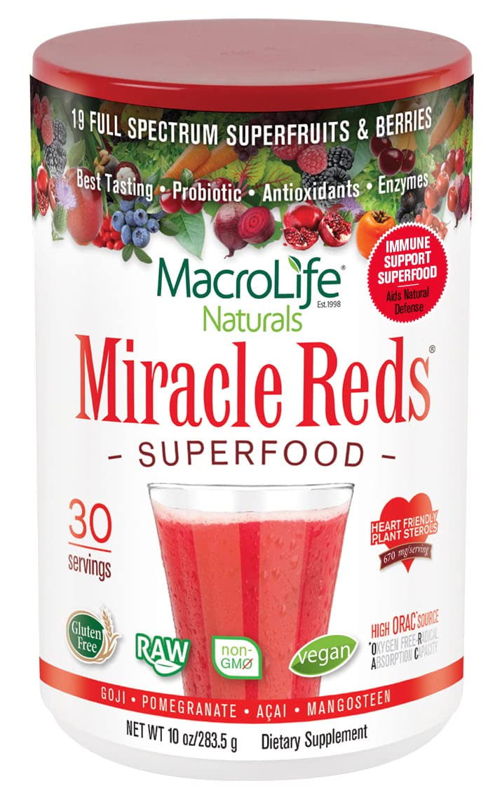 MacroLife Naturals Miracle Reds – 19-Superfruit Powder with Probiotics & Enzymes