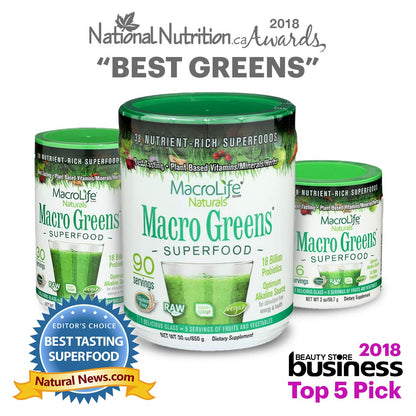 MacroLife Naturals Macro Greens Powder – 38-in-1 Superfood, Probiotics & Digestive Support | 10oz