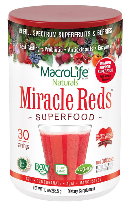 MacroLife Naturals Miracle Reds – 19-Superfruit Powder with Probiotics & Enzymes