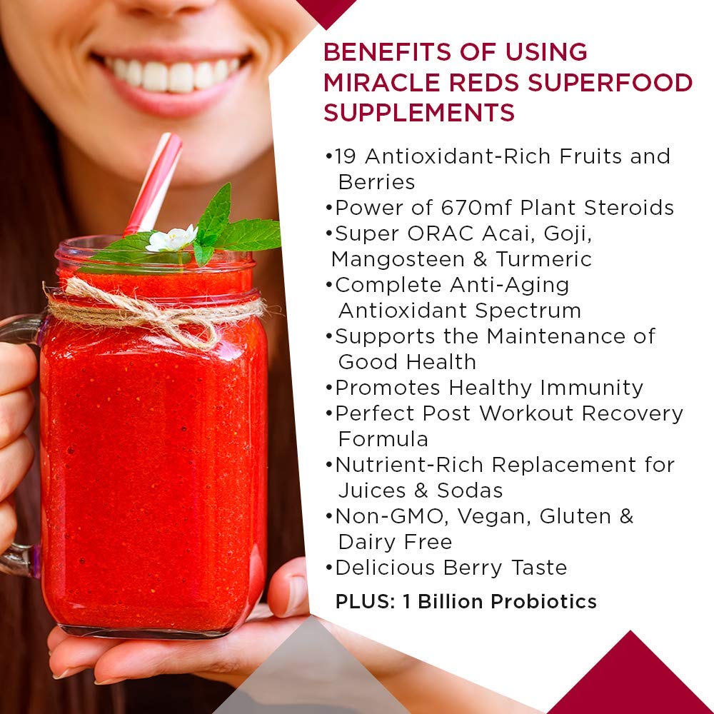 MacroLife Naturals Miracle Reds – 19-Superfruit Powder with Probiotics & Enzymes