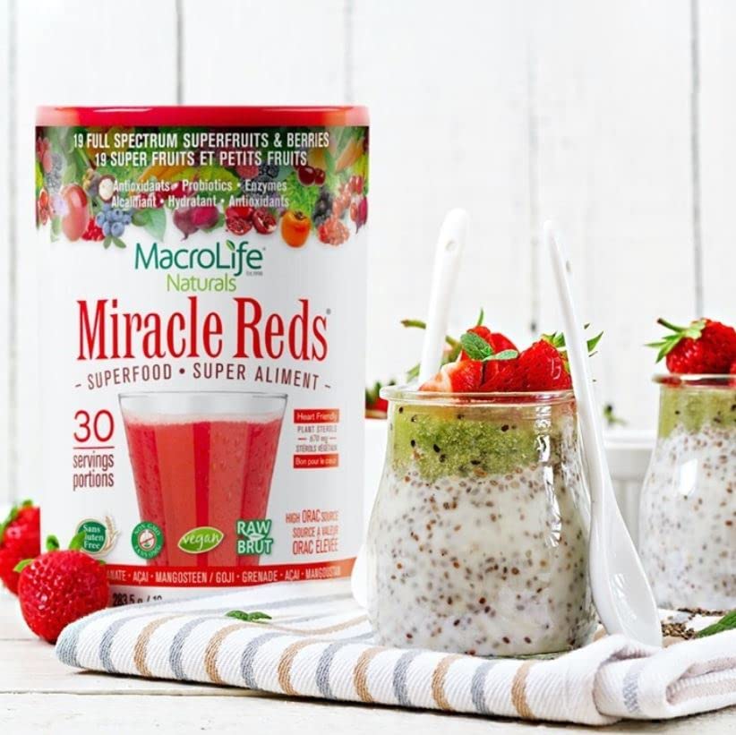 MacroLife Naturals Miracle Reds – 19-Superfruit Powder with Probiotics & Enzymes