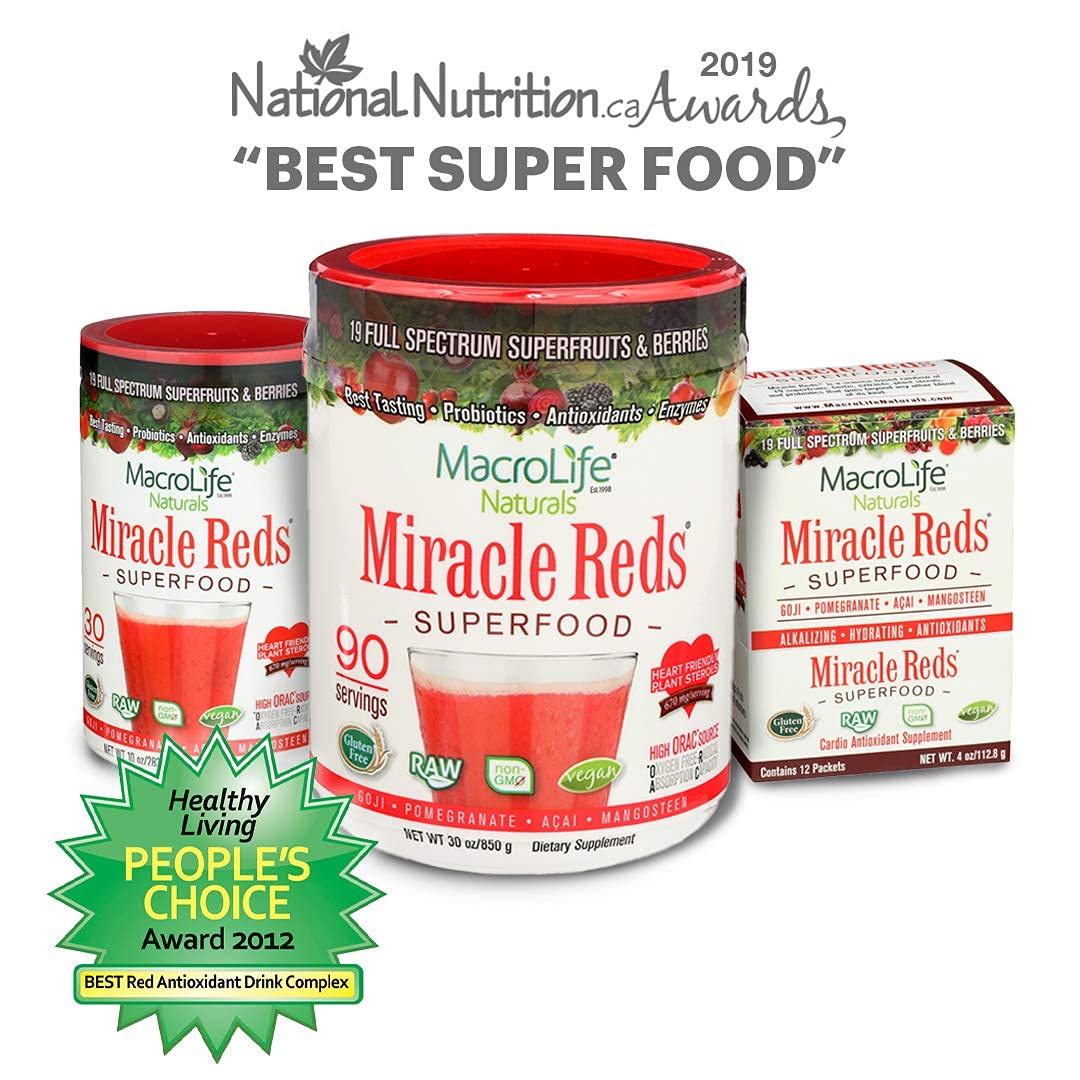 MacroLife Naturals Miracle Reds – 19-Superfruit Powder with Probiotics & Enzymes