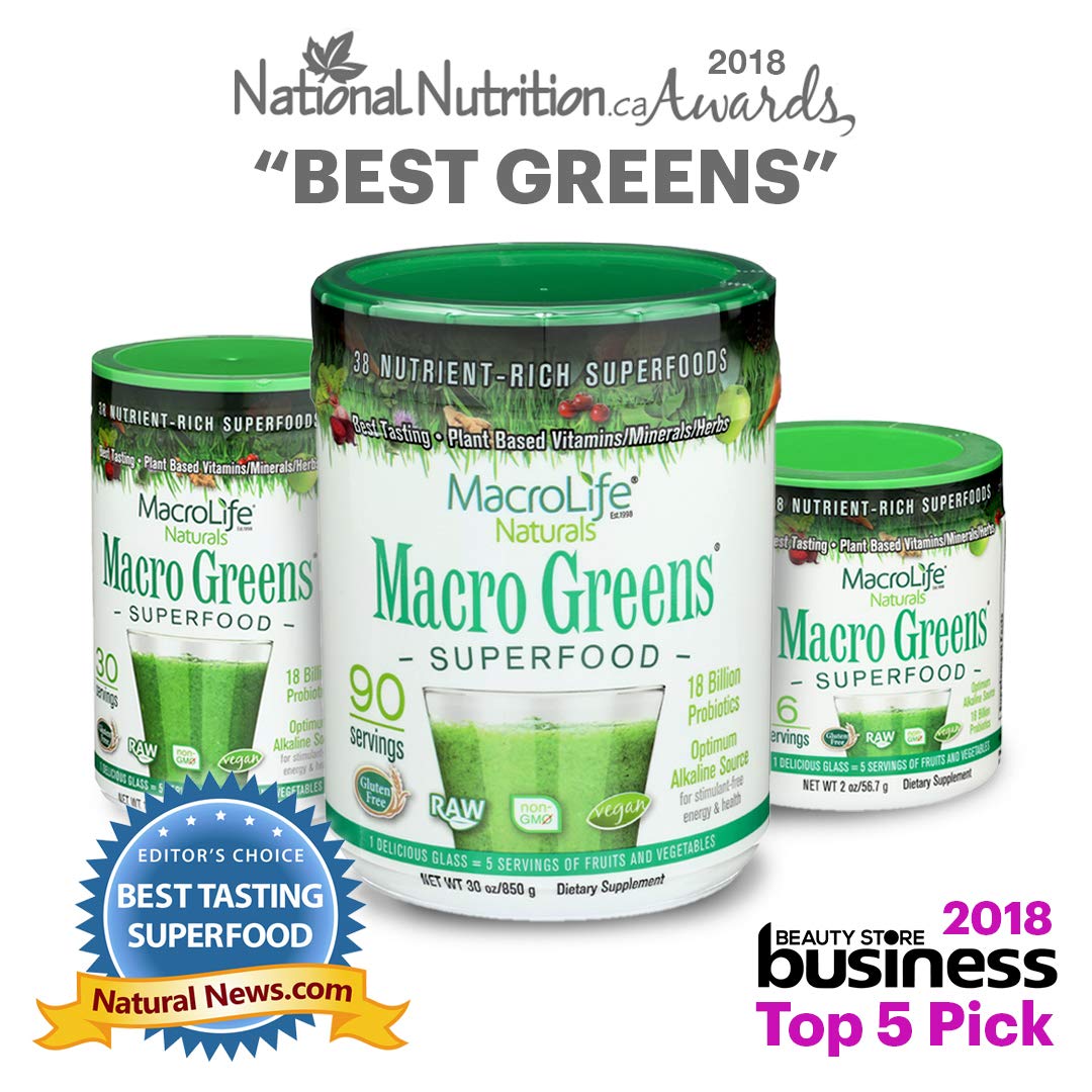 MacroLife Naturals Macro Greens Powder – 38-in-1 Superfood, Probiotics & Digestive Support | 10oz