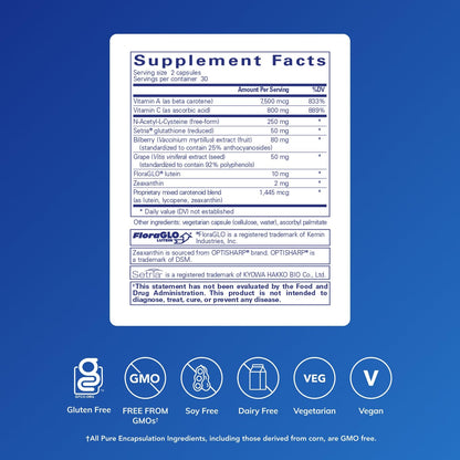 Pure Encapsulations Macular Support Formula | Hypoallergenic Eye Health - 60 Capsules