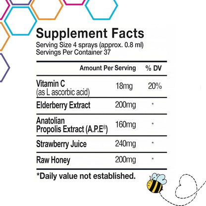Bee and You Kids Immune Support Throat Spray – Elderberry, Propolis, Vitamin C (1 oz)