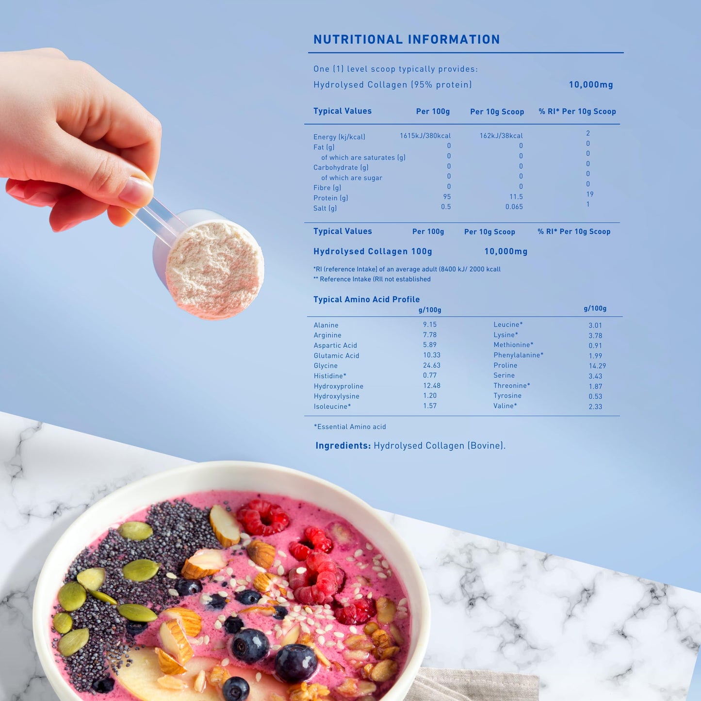 The Intelligent Health Hydrolyzed Collagen Peptides Powder – Grass-Fed, Unflavored, 10g per Serving, 2kg