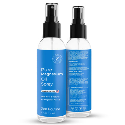 Pure Magnesium Oil Spray – 4oz (Single) Organic USP Grade, Topical Magnesium Spray for Feet, Leg Cramps, Weight Management, Aceite de Magnesio, Natural Salt & Ancient Minerals – Made in The USA