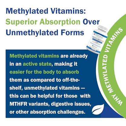 Power By Naturals Methyl Multi One – Iron-Free Methylated Multivitamin for Energy & MTHFR Support (60 capsules, 2-pack)