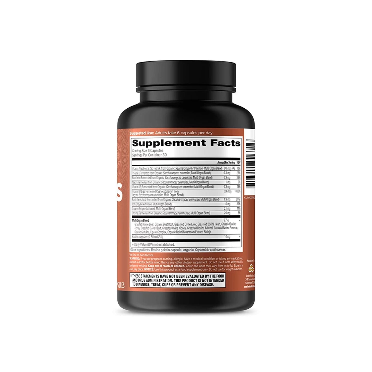 Ancient Nutrition Organ Supplements – Grass-Fed & Wild Organ Complex, 180 Count