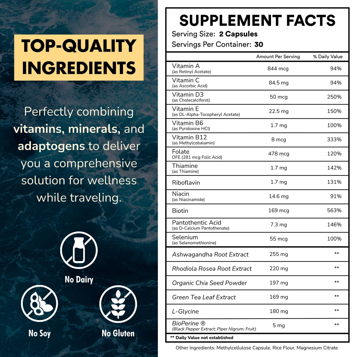 Co-Pilot Travel Vitamin: Jet Lag, Immunity, Digestion & Calm | Vegan, 60 Count