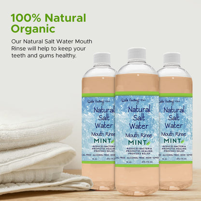3 Pack Natural Saltwater Mouth Rinse – Himalayan Pink Salt, Mint Flavor, Fluoride & Alcohol Free, 16 fl oz
