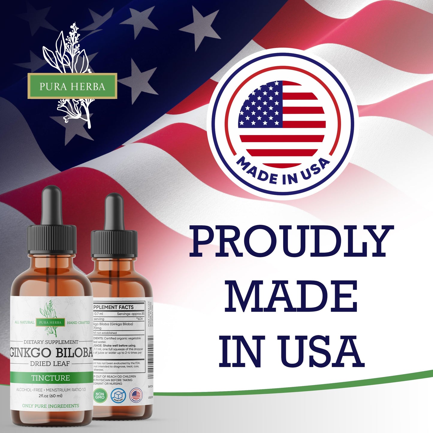 Ginkgo Biloba Liquid 2 Fl Oz – Brain & Memory Support | Pura Herba