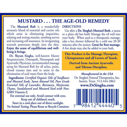 Dr. Singha's Mustard Rub – Ayurvedic Massage Oil (Relaxing, Purifying & Energizing) | Made in USA 6 oz