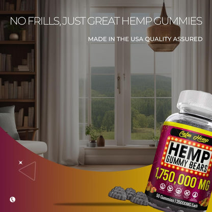 Organic Hemp Gummies Neuropathy Support - Vegan High Potency Hemp Oil, Omega 3-6-9, Vitamin B2 Made in USA