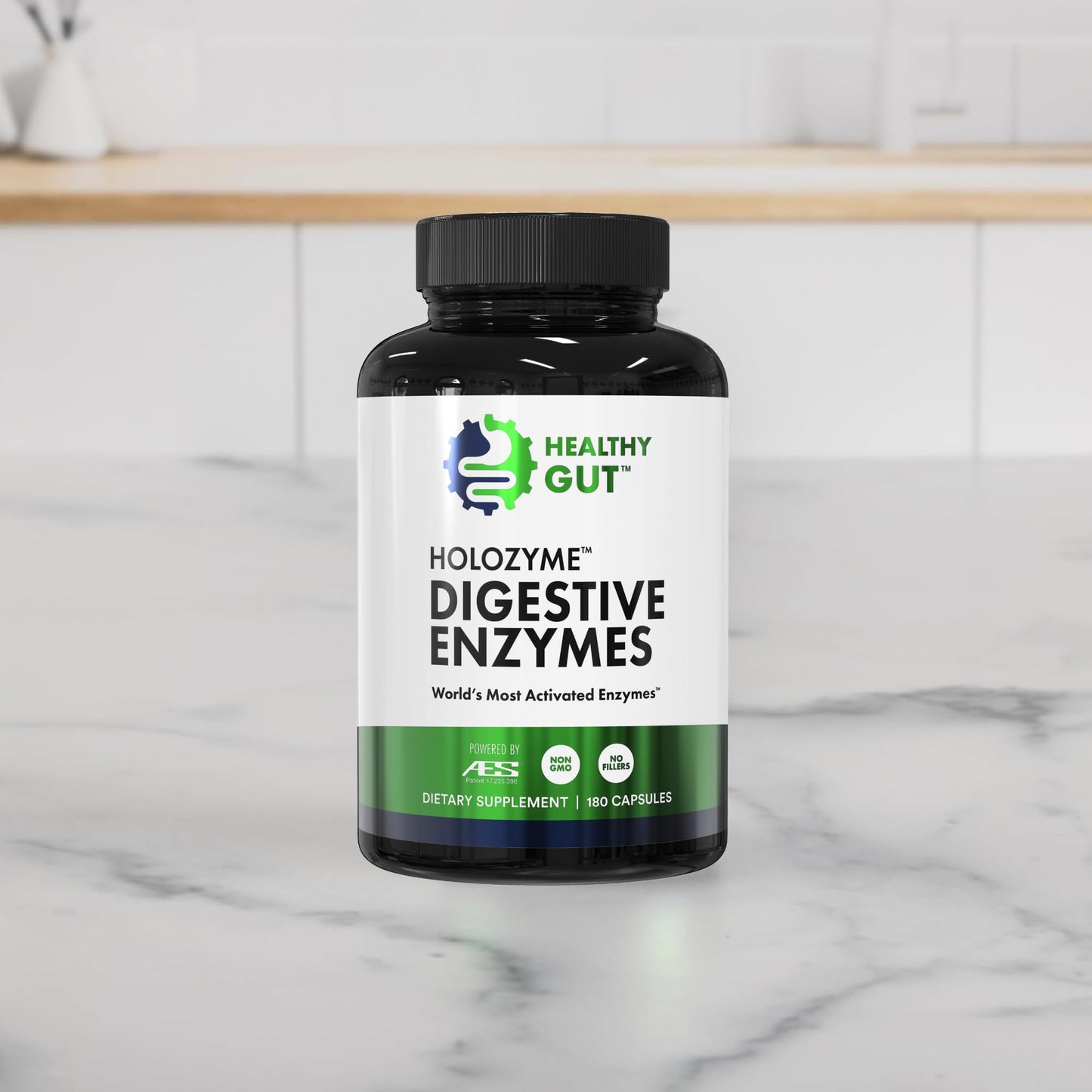 Healthy Gut HoloZyme Max Strength Digestive Enzymes | FODMAP Support with Inulinase, Amyloglucosidase & Invertase | 90 Servings